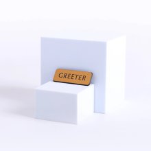 Badge Engraved Contemporary Greeter Gold Magnet