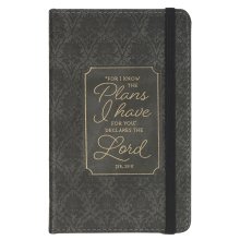 Notebook with Elastic Closure Faux Black and Grey I Know the Plans