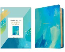 NLT Courage For Life Study Bible for Women, Filament Enabled (LeatherLike, Brushed Aqua Blue, Red Letter)