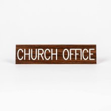 Sign Engraved Church Office Adhesive Back Walnut