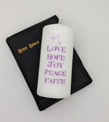 Love, Hope, Joy, Peace, Faith - Pillar Candle
