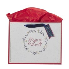 Gift Bag LG Landscape Joy to the World Wreath