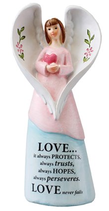 5" Love Always Protects Resin Message Angel