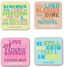 Inspirational Bible Quotes Coaster Set (Set Of 4 Designs)