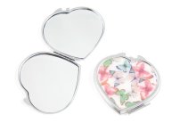 Coral Butterfly Heart Shaped Compact Mirror6 X 6Cm.