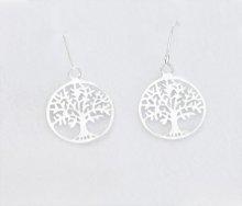 Tree Of Life Drop Earrings (Sterling Silver) - 15mm Diameter (H1394)