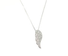 Silver Cubic Zirconia Angel Wing Pendant With Sterling Silver Necklace