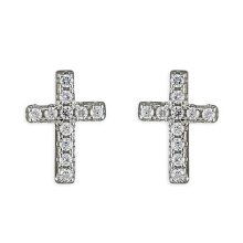 Sterling Silver Cubic Zirconia Cross Stud Earrings (H1564/C)