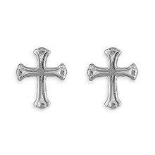 Sterling Silver Small Gothic Cross Stud Earrings (H1617)