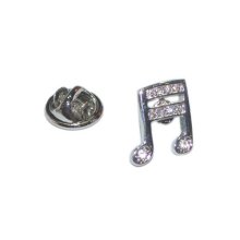 Crystal Encrusted Quaver Musical Note Lapel Pin Badge (X2Ajtp150)