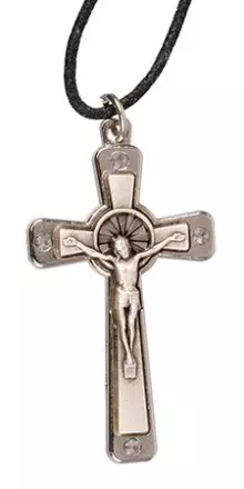 Crucifix 1 1/2  inch Metal/Swarovski Crystal