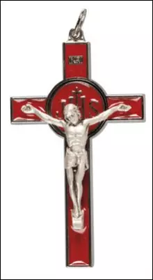 Metal/Red Enamel Crucifix 3  inch