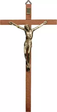 Wood Crucifix 8 inch/Brass Corpus