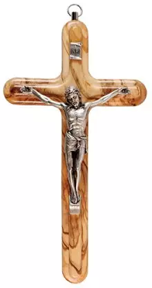 Olive Wood Embossed Crucifix 6 inch