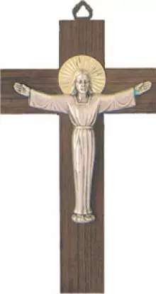 Wood Crucifix 8 inch/Metal Risen Christ