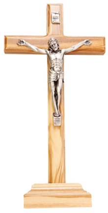 Olive Wood Standing Crucifix  7 inch