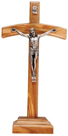 Olive Wood Standing Crucifix 7 1/4 inch/Metal Corpus
