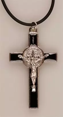 Metal/Black Enamel Benedict Crucifix  2 inch