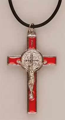Metal/Red Enamel Benedict Crucifix 2 inch
