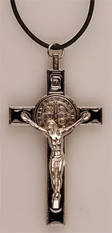Metal/Black Enamel Benedict Crucifix- 3 inch