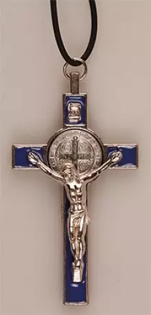 Metal/Blue Enamel Benedict Crucifix- 3 inch