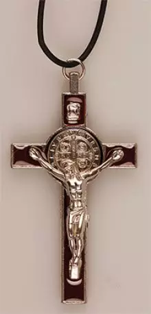 Metal/Brown Enamel Benedict Crucifix- 3 inch