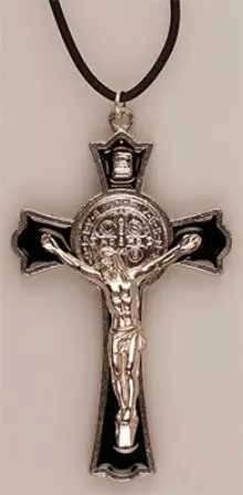 Metal/Black Enamel Benedict Crucifix- 3 inch