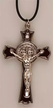 Metal/Brown Enamel Benedict Crucifix- 3 inch