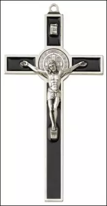 Metal/Black Enamel Benedict Crucifix - 3 inch