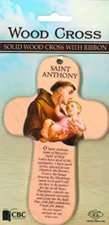 Solid Wood Cross 6 inch/St.Anthony