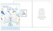Baby Boy Congratulations Card with Insert - Single