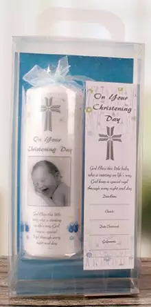 Christening Candle 8 inch Gift Boxed/Boy