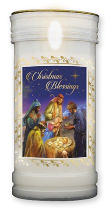 Nativity Christmas Blessings Single Pillar Candle