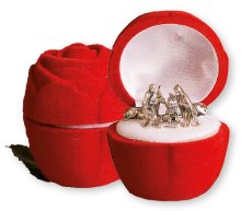 5 Piece Miniature Nativity Set in Rose Shaped Display Box