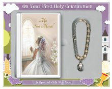 Girl's Communion Gift Set With Rosary Bracelet