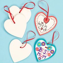 Heart Ceramic Hanging Decorations - Pack of 5