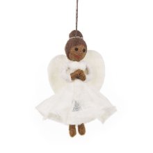 Handmade Felt Fair trade Christmas Angel Hanging Tree Decoration - Black