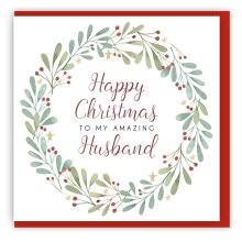Happy Christmas to My Amazing Husband Single Christmas Card