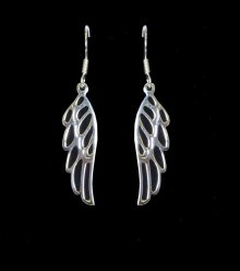 Silver Angel Wing Drop Earrings (R7594)