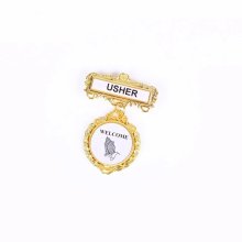 Badge Fancy Round Usher Ethnic Praying Hand Magnet