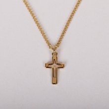 16-18" Gold Over Sterling Silver Cross Cut Out Necklace