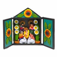Small Nativity Retablo - Turquoise