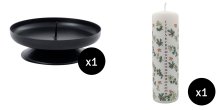 20cm Holly and Ivy Pillar Advent Candle & Pillar Candle Holder