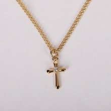 18" Gold Over Sterling Silver Cross with Cubic Zirconia Necklace