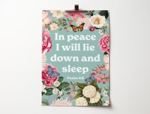 In peace I will lie down and sleep. A4 poster