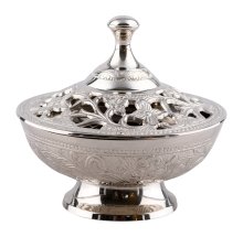 Nickel Plated Incense Bowl H 13 cm