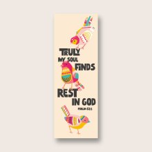 Pack of 30 Christian bookmarks. All same design. Truly my soul finds rest in God