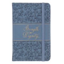 Small Notebook with Elastic Closure Faux Hardcover Blue Strength And Dignity Prov. 31:25