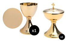 19.5cm Gold Plated Chalice & Ciborium With Paten