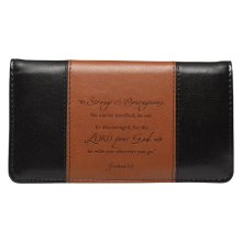 Checkbook Wallet Black/Brown Strong & Courageous Josh. 1:9